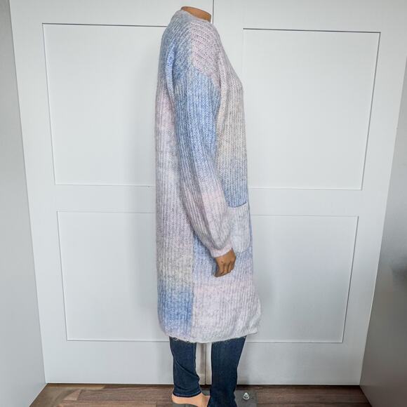 NWT-Audrey Parks by Francesca’s-Elaine Fuzzy Long Cardigan-Pastels-Women’s Small - Picture 4 of 9